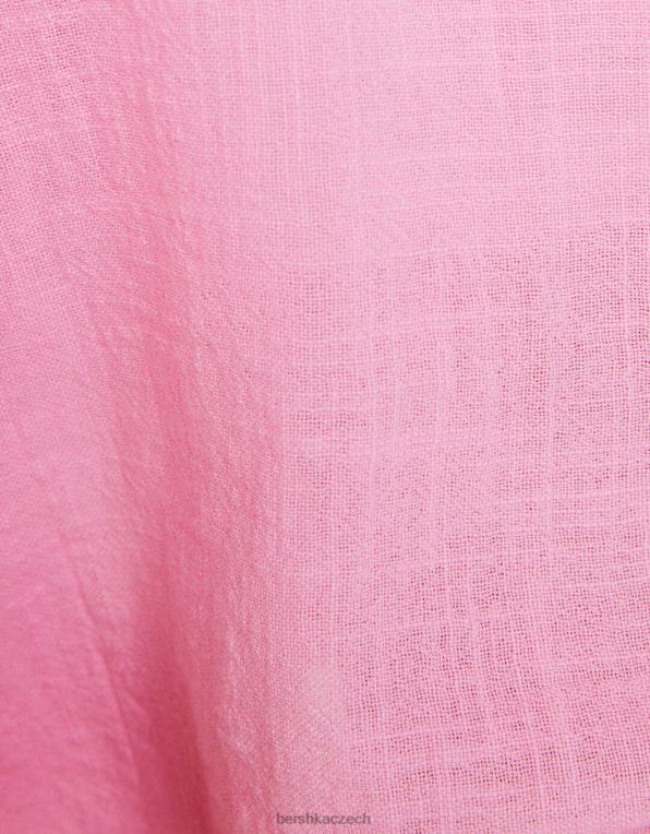 ženy Bershka rustikální šortky s řasenou gumou P88441709 oblečení růžový