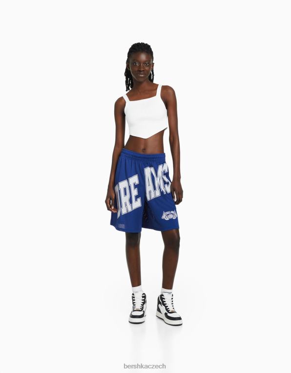 ženy Bershka síťované bermudy s potiskem P88441699 oblečení modrý