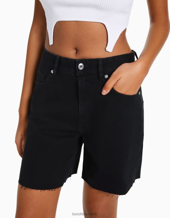 ženy Bershka vintage džínové bermudy P88441691 oblečení Černá