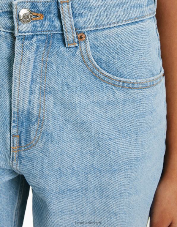 ženy Bershka vintage džínové bermudy P88441705 oblečení světle modrá