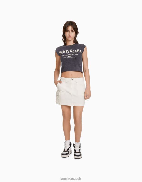 ženy Bershka bavlněná cargo minisukně P88444050 oblečení špinavě bílé