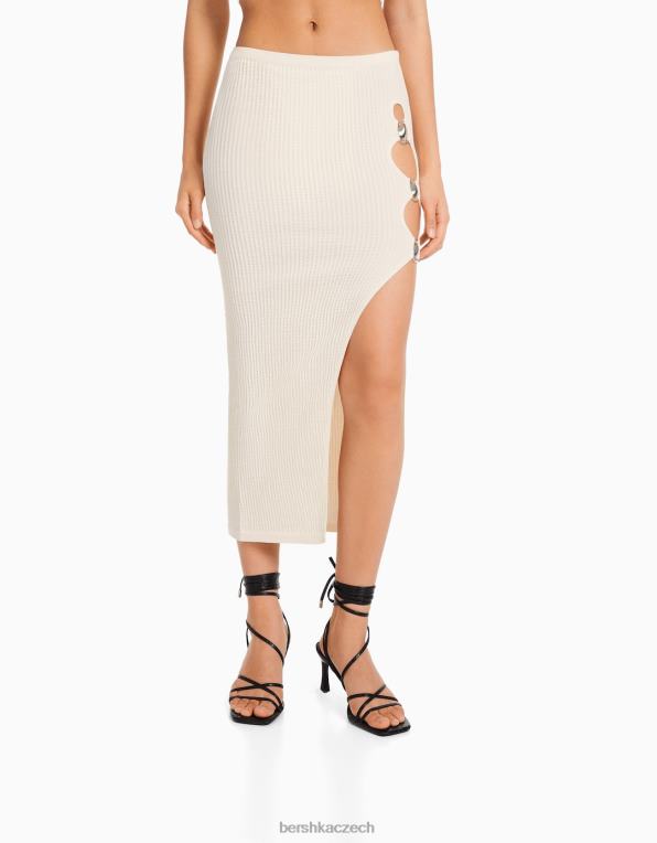 ženy Bershka bezešvá midi sukně s detailem P88441656 oblečení bílý
