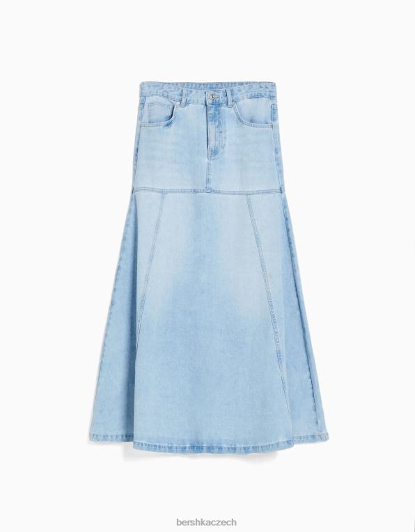 ženy Bershka dlouhá džínová sukně P88441624 oblečení světle modrá