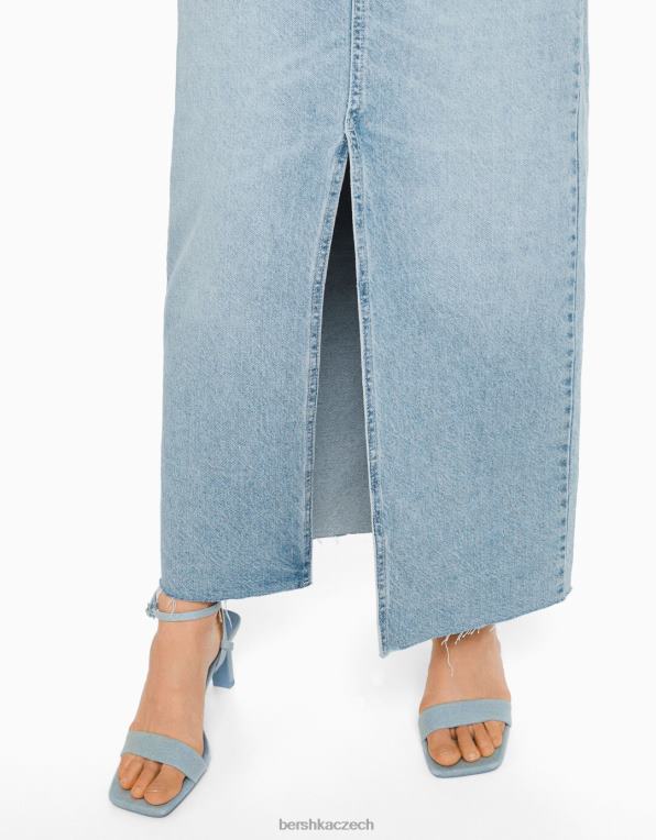 ženy Bershka dlouhá džínová sukně P88441649 oblečení světle modrá