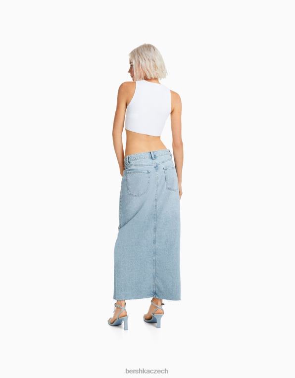 ženy Bershka dlouhá džínová sukně P88441830 oblečení světle modrá
