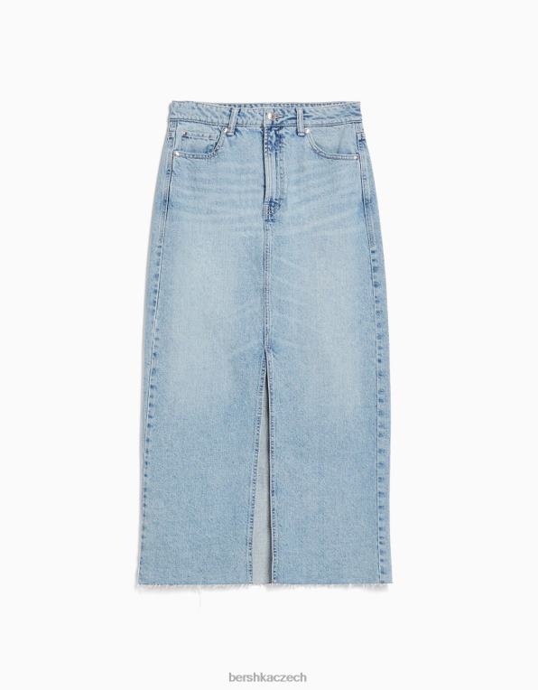 ženy Bershka dlouhá džínová sukně P88441830 oblečení světle modrá