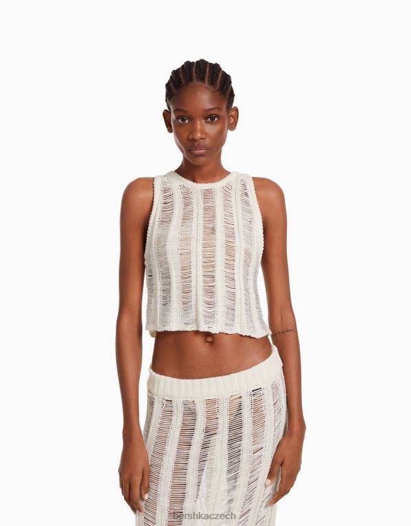 ženy Bershka dlouhá otevřená sukně P88441882 oblečení krém