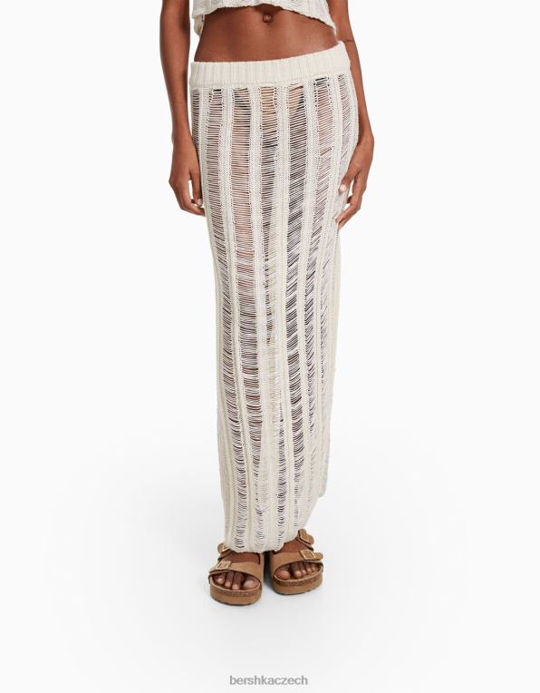 ženy Bershka dlouhá otevřená sukně P8844959 oblečení krém