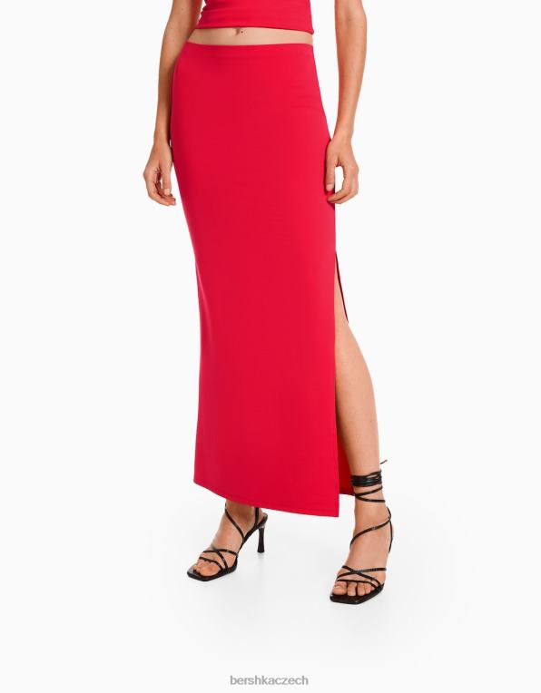ženy Bershka dlouhá sukně P88441630 oblečení Červené