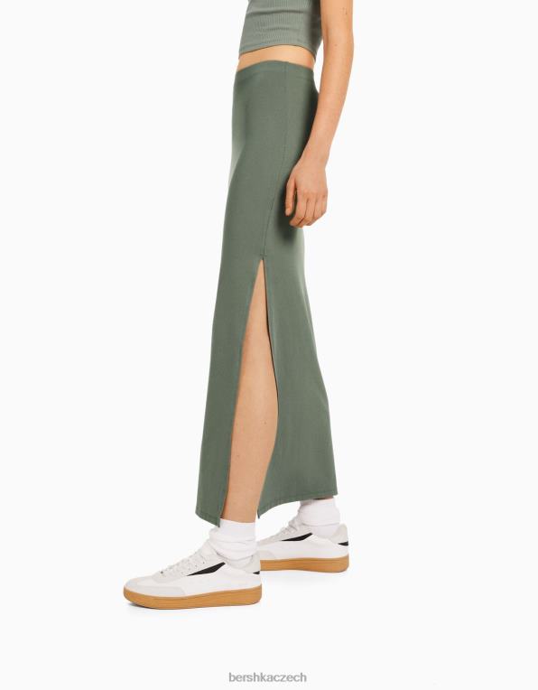 ženy Bershka dlouhá sukně P88441638 oblečení khaki