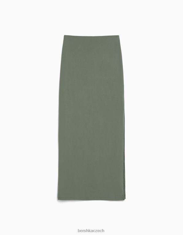ženy Bershka dlouhá sukně P88441638 oblečení khaki