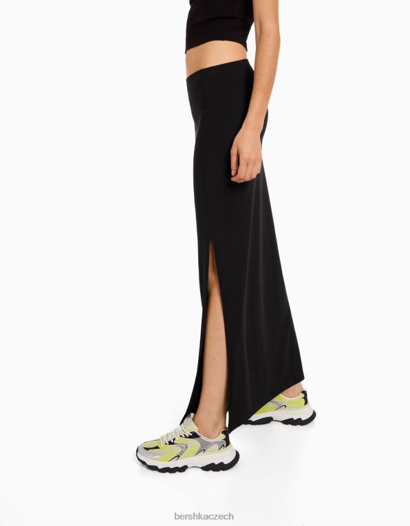 ženy Bershka dlouhá sukně P88441639 oblečení Černá