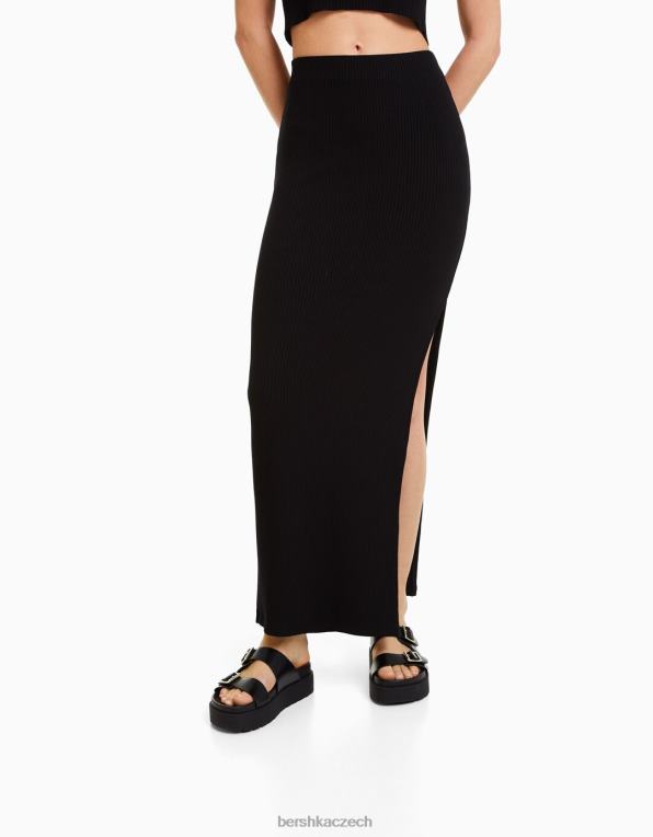 ženy Bershka žebrovaná midi sukně P88441631 oblečení jiný