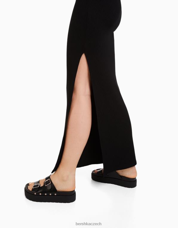 ženy Bershka žebrovaná midi sukně P88441631 oblečení jiný