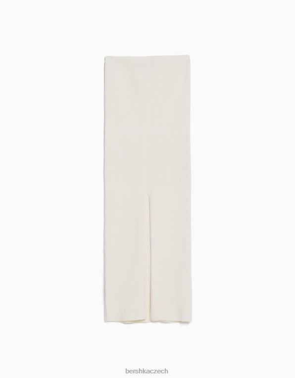 ženy Bershka žebrovaná midi sukně P88444065 oblečení krém