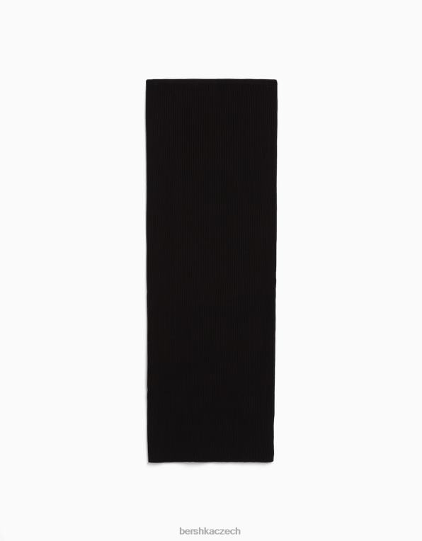 ženy Bershka žebrovaná midi sukně P8844956 oblečení Černá