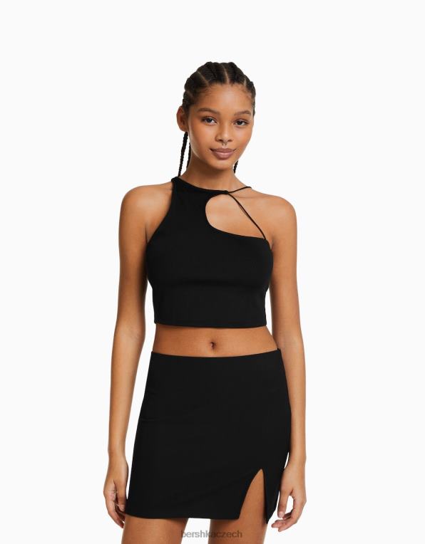 ženy Bershka žebrovaná minisukně P88441650 oblečení Černá