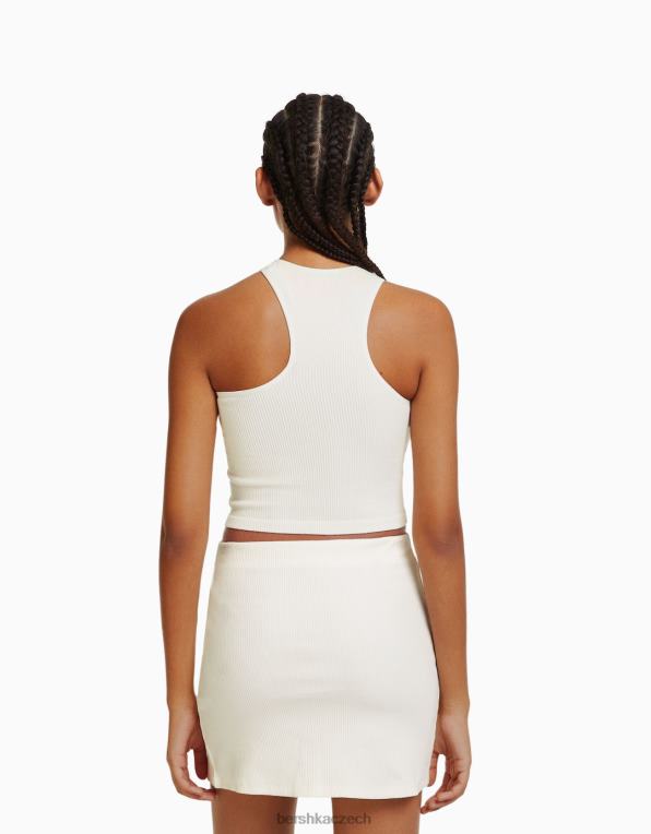 ženy Bershka žebrovaná minisukně P88441651 oblečení krém