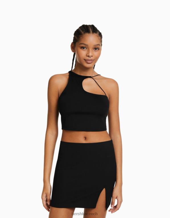 ženy Bershka žebrovaná minisukně P88442020 oblečení Černá