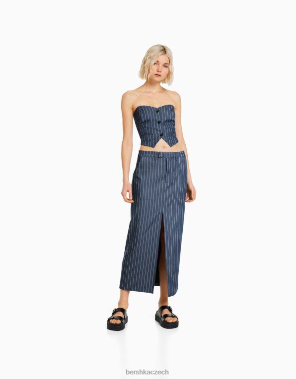 ženy Bershka midi sukně na míru P88441640 oblečení tmavě modrá