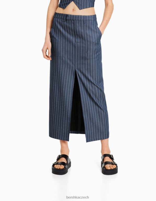 ženy Bershka midi sukně na míru P88441640 oblečení tmavě modrá