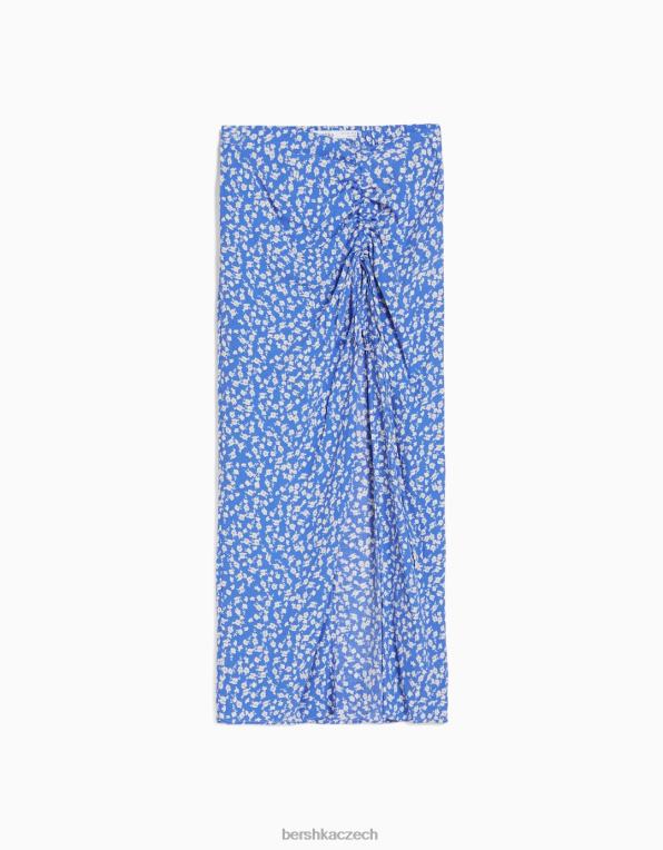 ženy Bershka midi sukně s květinovým potiskem P88441629 oblečení modrý