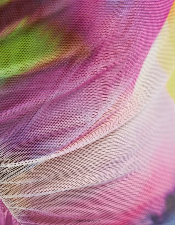 ženy Bershka midi sukně s potiskem ze síťoviny P88441636 oblečení oranžový