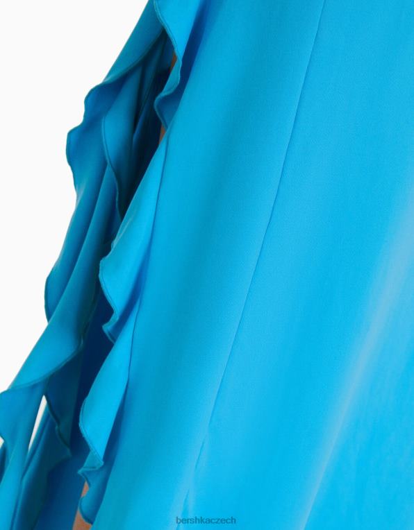 ženy Bershka midi sukně s volánky P88441841 oblečení modrý