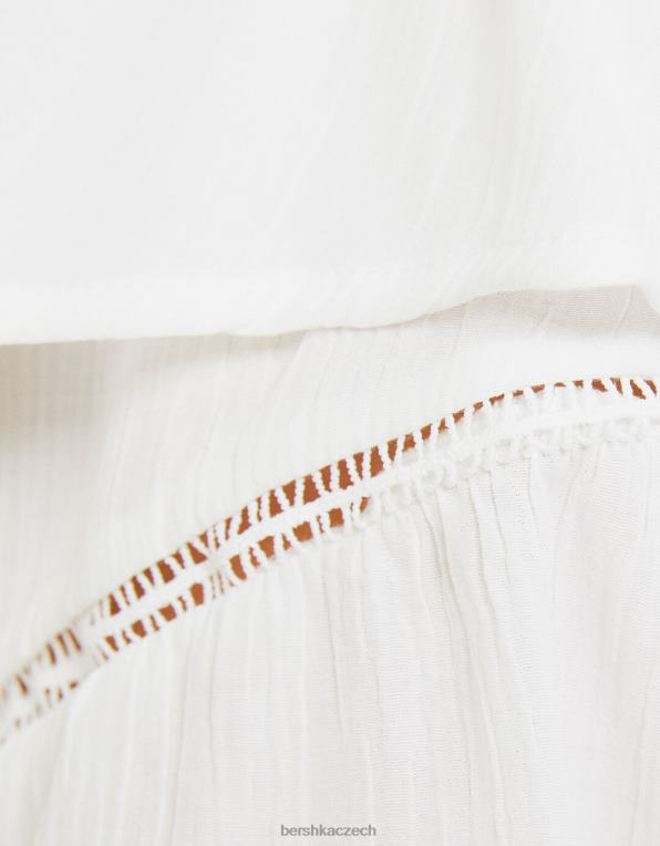 ženy Bershka nařasený krep skort P88441918 oblečení krém