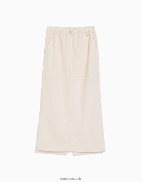 ženy Bershka nylonová maxi sukně P88441671 oblečení krém