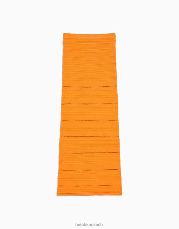 ženy Bershka otevřená pletená midi sukně P88441883 oblečení oranžový