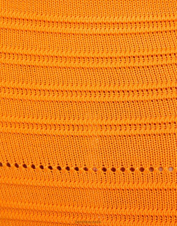 ženy Bershka otevřená pletená midi sukně P88441883 oblečení oranžový