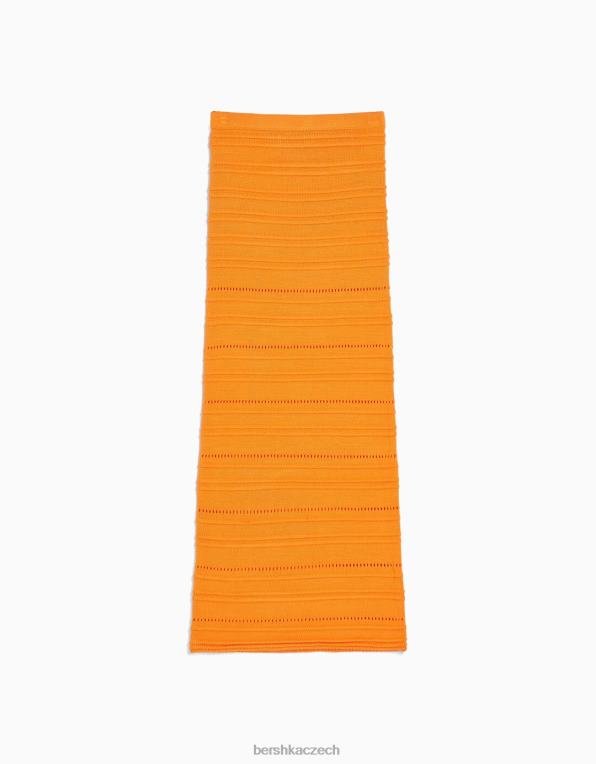 ženy Bershka otevřená pletená midi sukně P8844976 oblečení oranžový