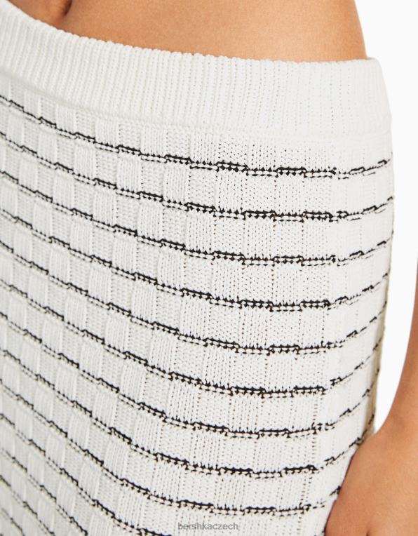 ženy Bershka pletená midi sukně P8844987 oblečení bílý
