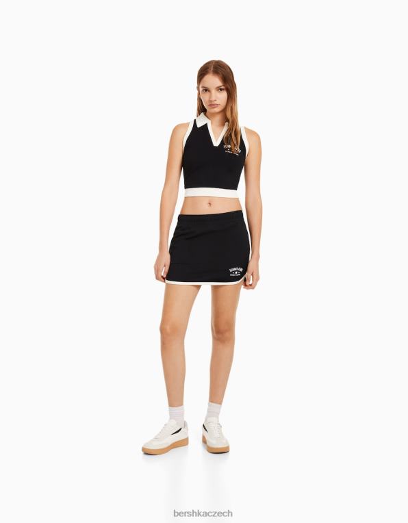 ženy Bershka potištěný plyšový skort P88441635 oblečení Černá
