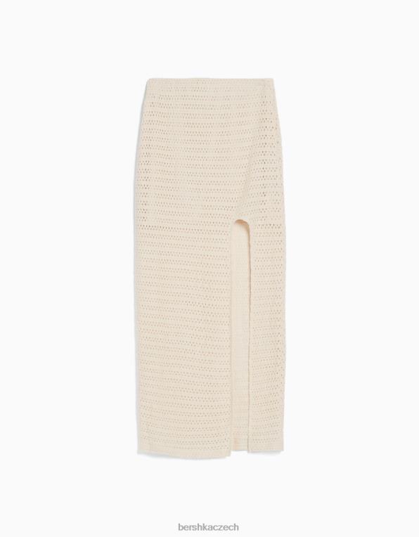ženy Bershka rustikální háčkovaná midi sukně P88441884 oblečení béžový