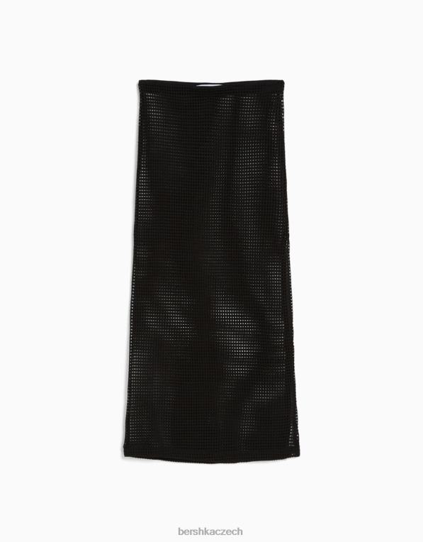 ženy Bershka síťovaná midi sukně P88442030 oblečení Černá