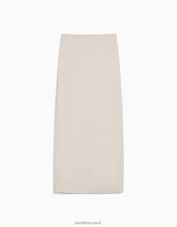 ženy Bershka saténová midi sukně s bočním rozparkem P88441617 oblečení jiný