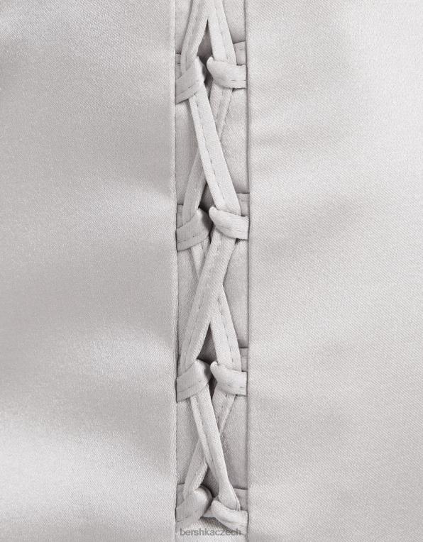 ženy Bershka saténová minisukně na šněrování P88441667 oblečení Šedá