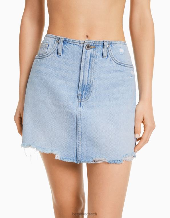 ženy Bershka vintage mini džínová sukně P88441647 oblečení světle modrá