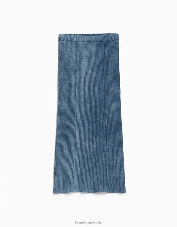 ženy Bershka vybledlá midi sukně P88441626 oblečení světle modrá