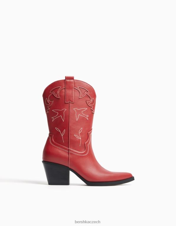 ženy Bershka kovbojské boty na podpatku P88441915 obuv Červené