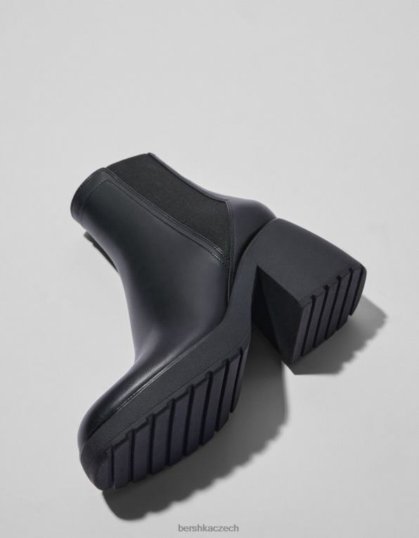 ženy Bershka kotníkové boty na blokovém podpatku s elastickými drážkami P88442314 obuv Černá
