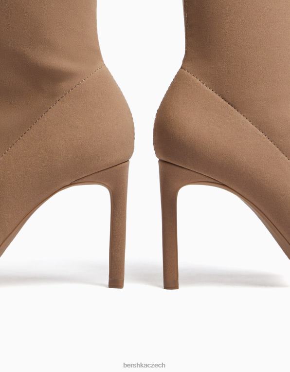 ženy Bershka kotníkové boty na vysokém podpatku P88442275 obuv písek