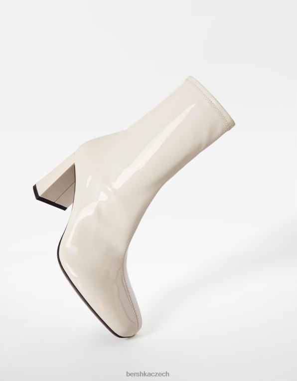 ženy Bershka patentované kotníkové boty na vysokém podpatku P88442320 obuv ecru