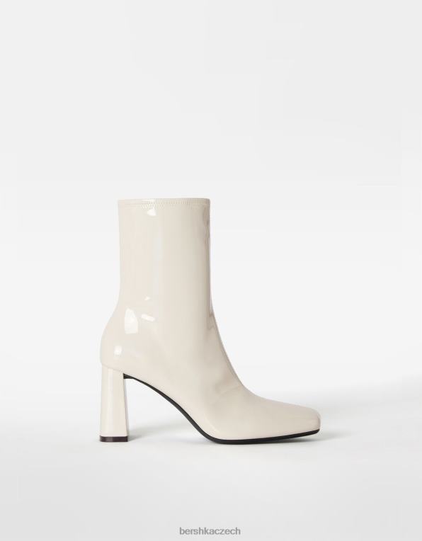 ženy Bershka patentované kotníkové boty na vysokém podpatku P88442320 obuv ecru