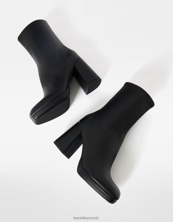 ženy Bershka vypasované kotníkové boty na mini platformě na vysokém podpatku P88442321 obuv Černá