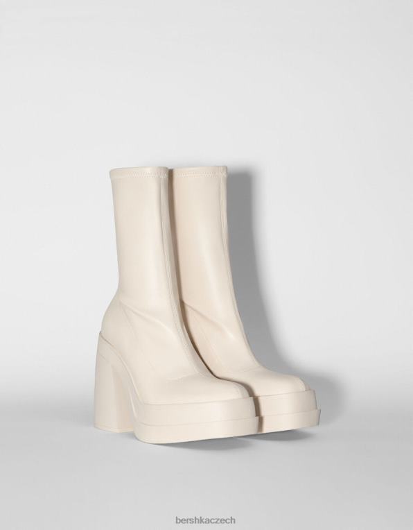 ženy Bershka vypasované kotníkové boty na vysokém podpatku P88442293 obuv ecru
