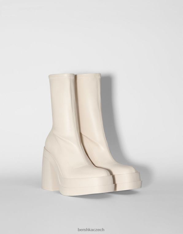 ženy Bershka vypasované kotníkové boty na vysokém podpatku P88442296 obuv ecru