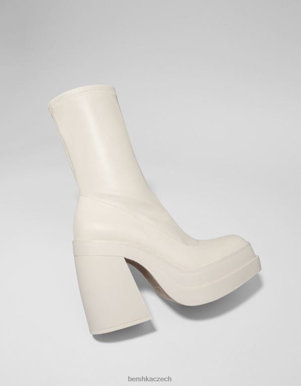 ženy Bershka vypasované kotníkové boty na vysokém podpatku P88442296 obuv ecru